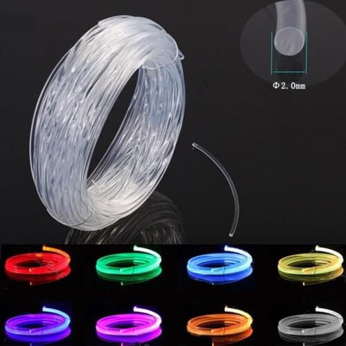 2.0mm Transparent Side Glow Optical Fiber Super Bright Plastic Optical fiber FDDI for Car Lighting Keyboard Headphone Cable