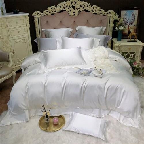 2019 Luxury 800TC cotton bedding set snow white silkly bed linen queen/king size bed set 4/7pcs duvet cover sets bedsheet set