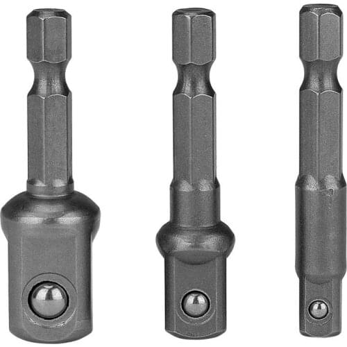 3pcs 1/4" 3/8" 1/2" Driver Adapter Hex Wrench Extension Drill Bits Socket Adapter Power Extension Bit Set for Drills Nut Driver