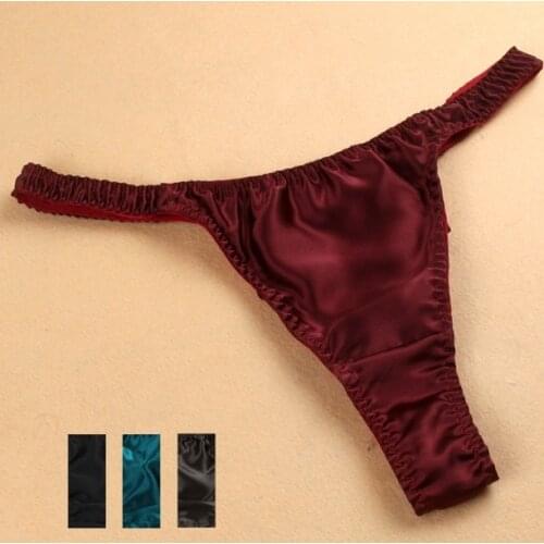 3 PACK 100% Pure Silk Mens Sexy String Thong Underwear L XL 2XL MS102
