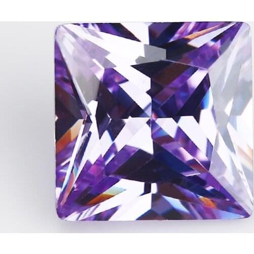 50PCS 2x2~15x15mm Square Shape Lavender color AAAAA Loose Cubic Zirconia stone Princess Cut CZ Stone For Jewelry DIY