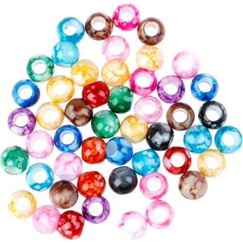 50pc/lot DIY Colorful Gradual Change Acrylic Round Hair Beads For Braids DIY Dreadlock Beads Hair Jewelry For Braids Accessories