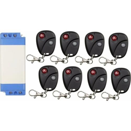 AC 220V 110V 85V 1CH RF Wireless Remote Control Switch System,315/433.92 MHZ 8*Transmitter And 1*Receiver,Latched (A-ON,B-OFF)