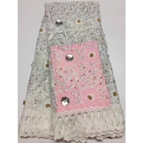 AFRICAN French Net Lace Fabric 2017 Latest african guipure lace fabric with stones and beads mesh tulle fabric VS-D1009