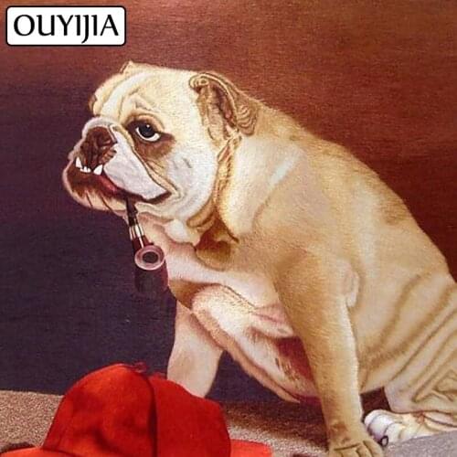 OUYIJIA Dog Animal 5D DIY Diamond Painting Full Square Rhinestone Embroidery Home Decoration Diamond Cross Stitch Mosaic