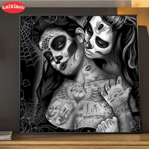 Diamond Painting Black and white art, advocating free tattooed women DIY Diamond Embroidery Cross Stitch Mosaic Home Decor