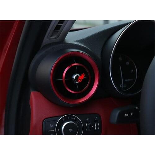 Car-styling 4pcs Aluminum Alloy Front Air Vent Outlet Ring Cover Trim For Alaf Romeo Giulia Accessories 2017