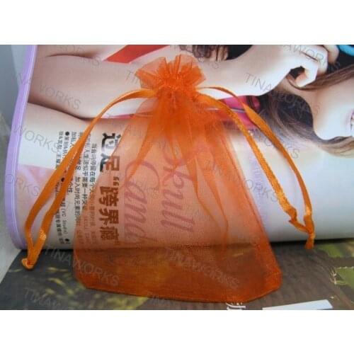 Free Shipping 200pcs/lot 7x9cm Orange Color Organza Bags Wedding Gift Bags Jewlery packing Gift Pouch