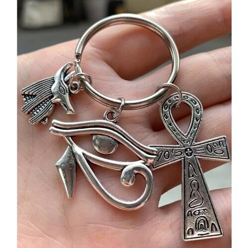 Stainless Steel Egypt Keyring, Travel Key Chains, Egyptian Egypt Keychain, Ancient Egyptian Symbols, Ankh Anubis Eye Of Horus