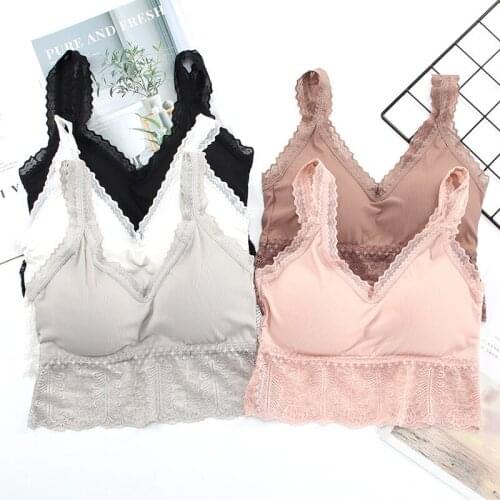 Push Up Bralette Lace Underwear Tube Tops Padded Wireless Lingerie Brassiere Fitness Yoga Top Sport Bra Running Vest Women