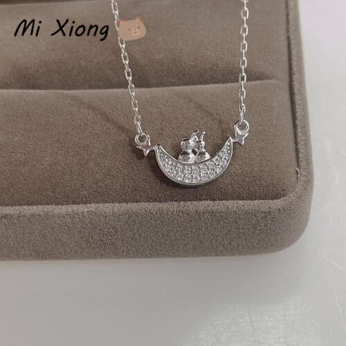 Mi Xiong Real 925 Sterling Silver Necklaces for Women Pendant with Chains Cute Rabbit Luxury Jewelry Exquisite Party Gift Charm