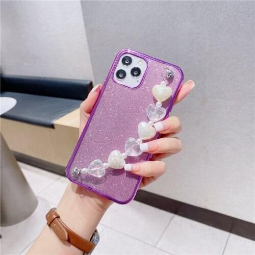 Crystal Bracelet Phone Case for Samsung galaxy A6 A7 A8 A9 J4 J6 Plus J8 2018 A5 2017 A20E A10E A70E M30 Pearl Love Chain