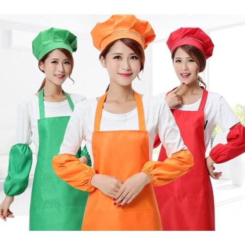 Supermarket restaurant waiter aprons Custom LOGO printing apron hat aleeves set