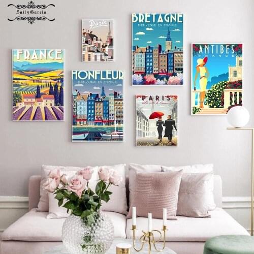 France Couple In Love Paris Travel Canvas Paintings Vintage Pictures Posters Retro Farmhouse Wall Picture Home Decoration Gift