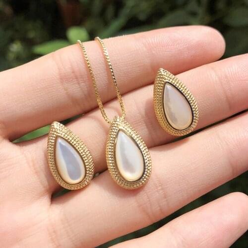 Funmode Gold Color Full Micro CZ Pave Hip Hop Jewelry Set Waterdrop Design Party Show Necklace Earrings Set For Women FS05