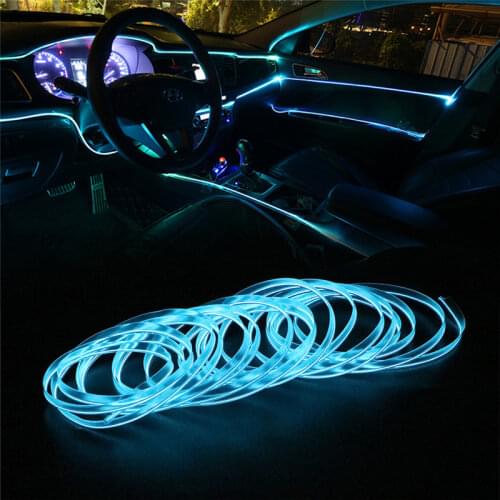 5m Car LED Strips Auto Decoration Atmosphere Lamp 12V Flexible Neon EL Wire Rope Indoor Interior LED Car Light for DIY flexible