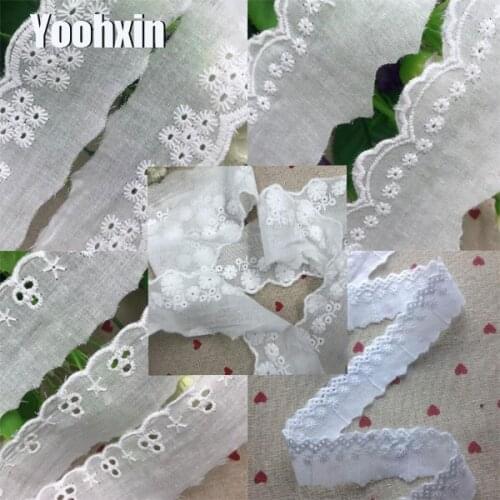 HOT white cotton embroidery Lace Ribbon fabric trim collar sewing DIY guipure craft cloth New Year 2021 wedding decor