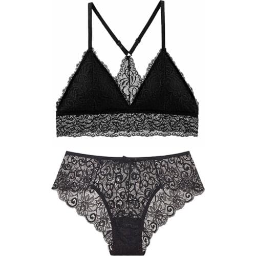 1set Sexy Lingerie Woman Bra Brief Sets Women Underwear Lace Bralette Tube Tops Bras Panties Suit For Lady Sexy Womens Bra Set