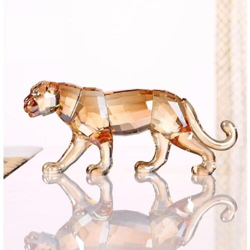 Crystal Cartoon Cute Leopard Figurines Car Ornament Aniaml Paperweight Wedding Gift Multicolor Interior Lady Favor Gift