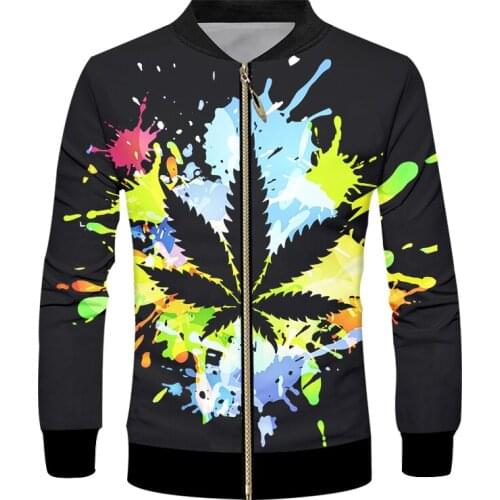 IFPD EU Size Colorful Leaves 3d Print Men Zipper Jackets Harajuku Weeds Coat Casual Fashion Sweatshirt America Plus Size Clothes