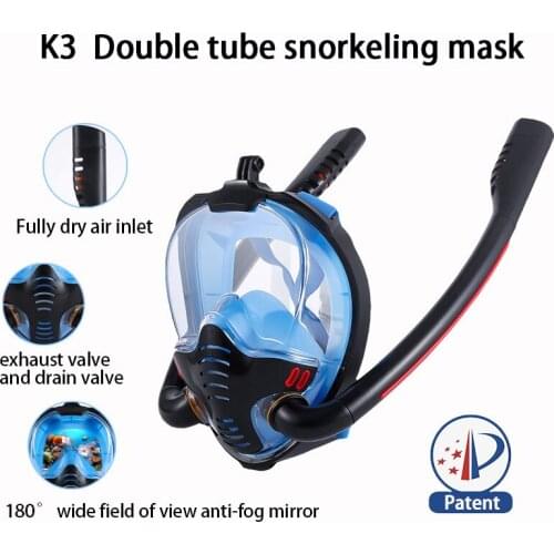 Diving Scuba Mask Snorkells Cross-Border Dual-Tube Full Dry Anti-fog Full Face Snorkeling Sambo New Silicone Mask