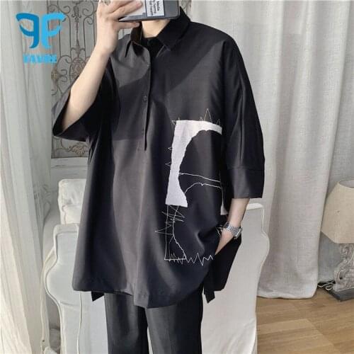 FAVRE Men Casual Shirt Cute Cartoon Office Social Business Collared Shirt Long Sleeve Work Clothes