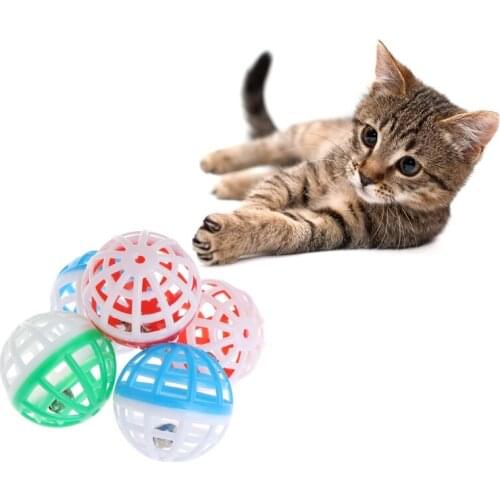 2018 NEW 5Pcs Pet Cat Toy Bell Hollow Balls Sound Pet Game Kitten Kitty Plastic Interactive Rattle Mascotas Ball Toy for cat toy