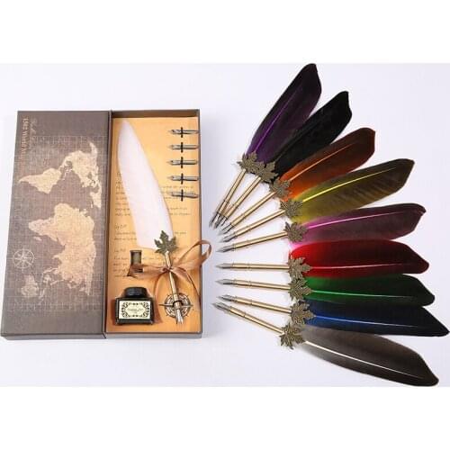 2019 new European retro feather pen, the best choice for Christmas birthday party