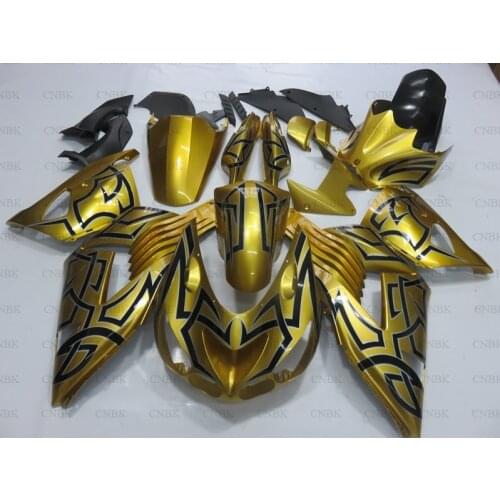 For ZZ-R1400 2006 - 2011 Abs Fairing Zx14 Zx-14r 2007 Gold Black Plastic Fairings ZZR 1400 2008 Bodywork Unpainted