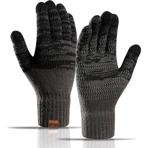 Touch Screen Gloves for Winter Wool Knitted Mens Gloves Female Warm Mitten Outdoor Driving Cold-proof Glove Guantes Mitt