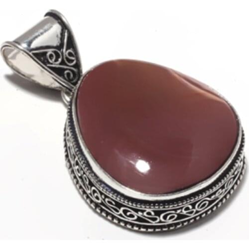 Genuine Mookaite Jasper Pendant Silver Overlay over Copper , Hand made Women Jewelry gift, P8836