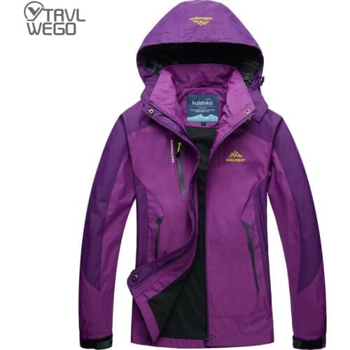 TRVLWEGO Camping Hiking Jacket Women Autumn Outdoor Sports Coats Climbing Trekking Windbreaker Travel Waterproof Purple Rosy