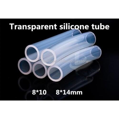 Transparent silicone tube 8*12/8*14mm 1Meters/lot Silicone rubber hose Food grade Silicone hose free shipping
