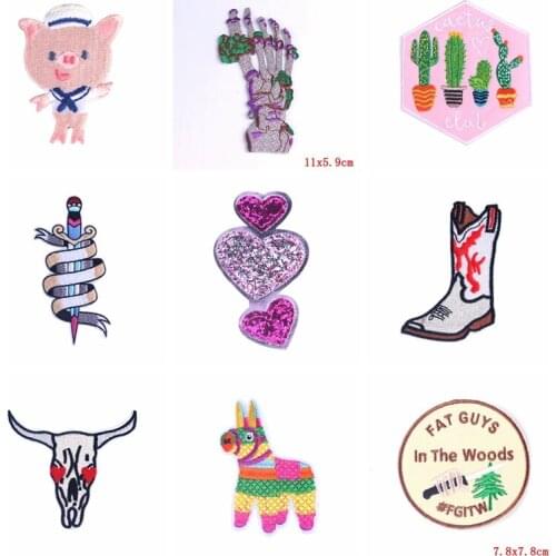 Cartoon Pig Rabbit Patch Embroidered Patches For Clothing Accessories Applique Decor Heat-Adhesive Embroidery Patch Sewing Iron