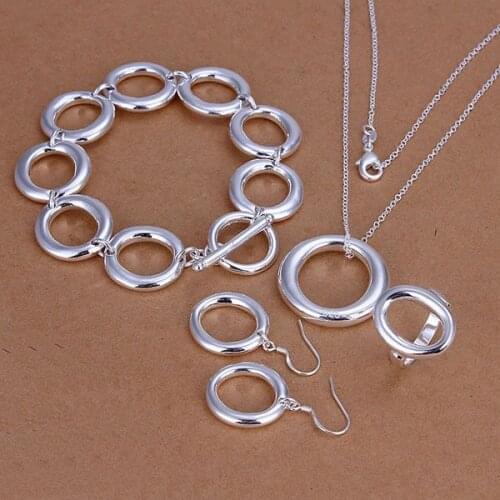 S319 jewelry silver plated jewelry set, fashion jewelry set Circle Ring Earrings Bracelet Necklace S319 /apcajgja gfgaowna