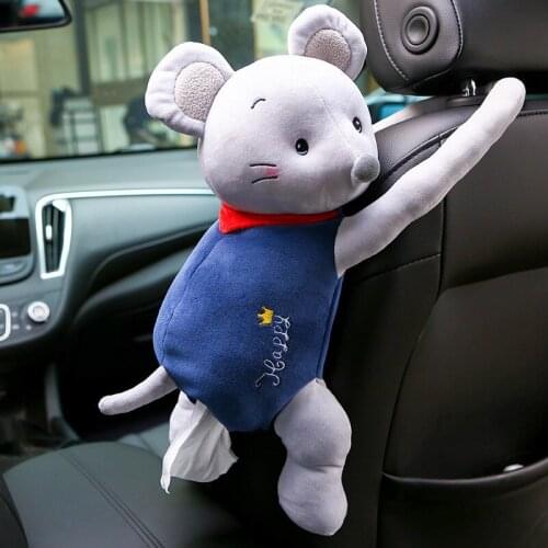Cute Cartoon Car Tissue Box Creative Lovely Dog Short Plush Tissue Box Holder for Car Armrest Box Car Seat Tissue Box