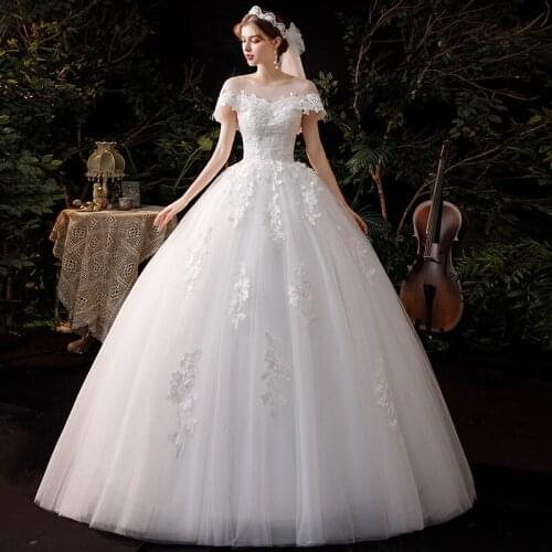 Wedding Dress 2020 Gryffon Luxury Lace Embroidery O-neck Lace Up Ball Gown Princess Classic Vestido De Noiva Plus Size