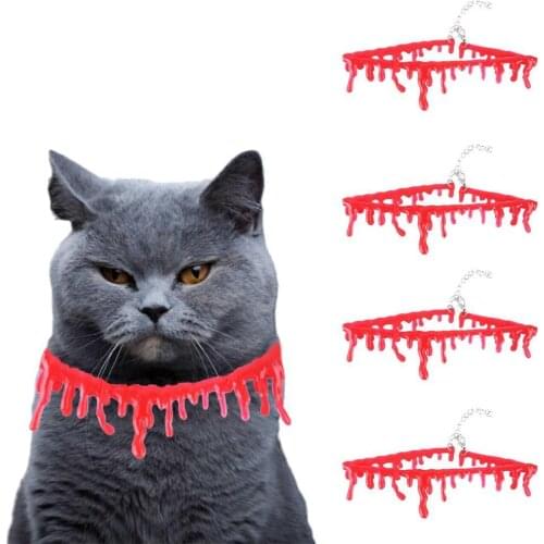 Halloween Pet Decor Collar For Dog Cat Halloween Party Simulation Bleed Choker Decor Blood Necklace Fashion Blood Pendant Decor