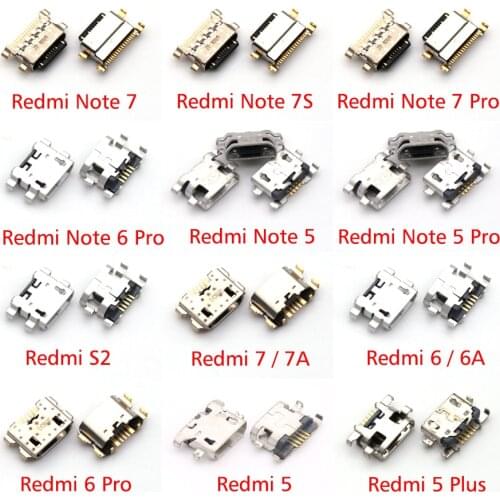 10pcs Type-C Charge Charging Plug Dock Micro USB Jack Connector Socket Port For XiaoMi Redmi S2 Note 7 7S 6A 6 5 Pro Plus