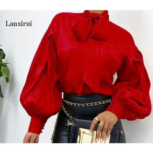 Spring New Solid Color Ruffles Decoration Vintage Style Stand Collar Long Sleeve Women Shirt
