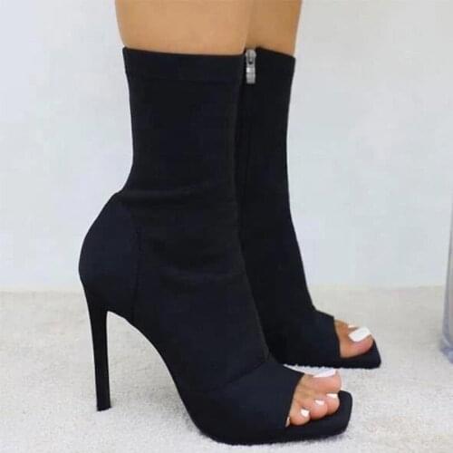 Womens Boots Sexy Ladies Toe Ankle Boot Supper High Heels Stilettos Female Shoes Zipper Fashion New Comfortable Shoes