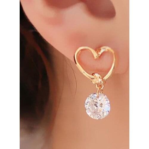 Women Fashion Simple Peach Heart Earrings Party Jewelry Exquisite Gift