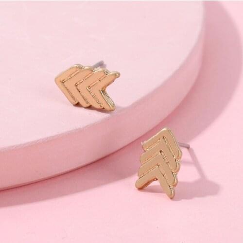 ZWPON Fashion Mini Antique Gold Chevron Stud Earrings for Women Fashion Vintage Zinc Alloy Arrow Stud Earrings Jewelry
