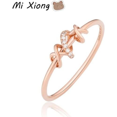 Mi Xiong 925 Sterling Silver Rings for Women Unique Rose Gold Wedding Engagement Luxury Fine Jewelry Cute Exquisite Gift Classic