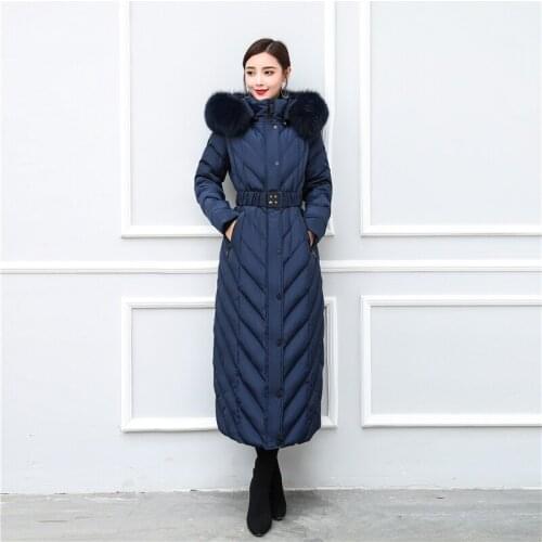 Winter coat super fire winter wear 2020 new big hair collar down jacket womens long style versatile 90% white duck down coat