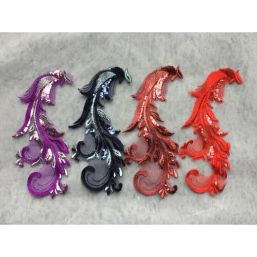 1Pcs Colourful Phoenix Sequin Embroidered Lace Applique Patch for Wedding Bridal Dress Clothes cheongsam Decoration DIY Material