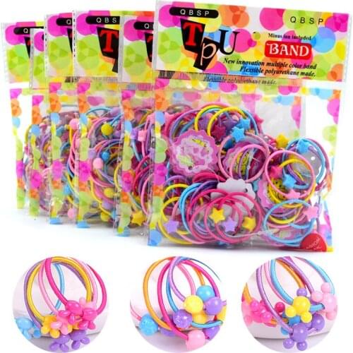 10Pcs/Pack Girl Cartoon Flower Apple Rabbit Children Hair Ropes Headdress Elastic Rubber bands Ponytail Cute Hair Accessories