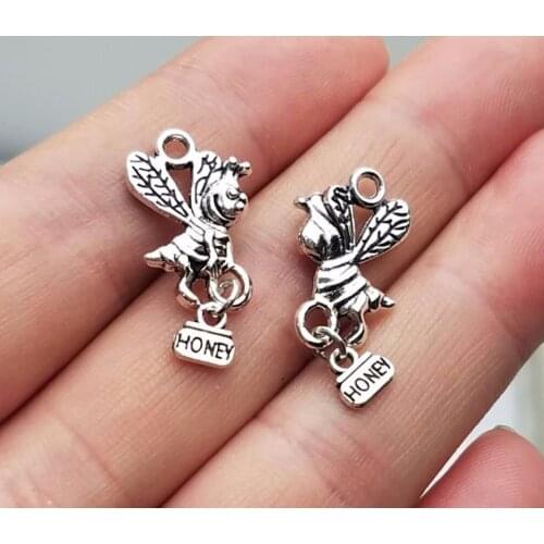 15pcs/lot--19x12mm, bee chams, Antique silver plated Honey Bee charms,DIY supplies, Jewelry accessories