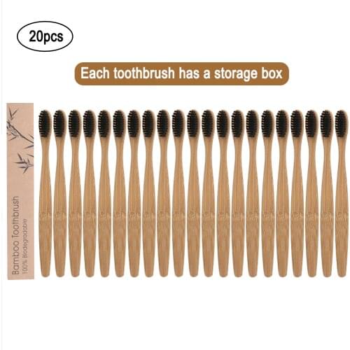 20pcs Natural Bamboo Tooth Brush Toothbrushes Eco-Friendly Soft Bristles Fiber Toothbrush Bamboo Tooth Brush Oral Care Supplies