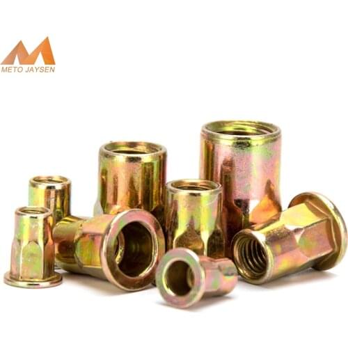 3pcs-20pcs Zinc Rivet Nuts M3 M4 M5 M6 M8 M10 M12 Flat Head Knurled Screw Multi Sizes Zinc-Alloy Rivet-Nuts Kit S45